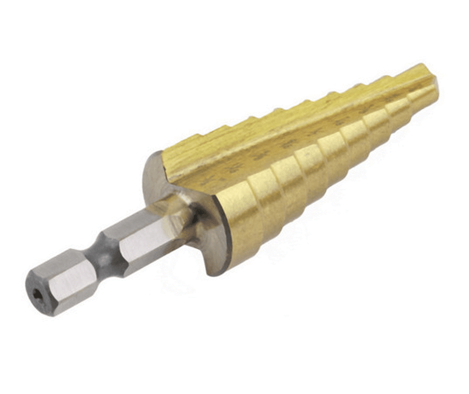 3Pcs Drill Bit Set Titanium Nitride Coated Steel Step Quick Change 1/4