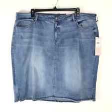 NYDJ Curves 360 5-Pocket Knee Length Skirt Womens Plus Size 26 Stretch Denim NWT