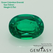 Cut stone - Emerald Colombian hydrothermal lab grown, 7x5mm 0.75-0.80ct