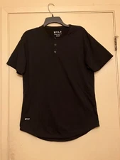 Men's BYLT Black Drop Cut Premium Crew Henley Lux Size Medium S/S