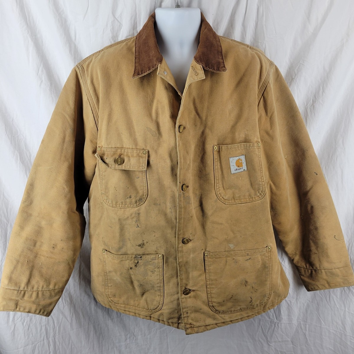 ジャケット・アウター CAR HARTT chore coat VINTAGE VTG Brown Carhartt Chore Jacket Size 46 Blanket Lined Union Made