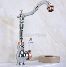 Chrome Antique Red Copper Bath Kitchen Sink Swivel Spout Faucet Mixer Tap enf911