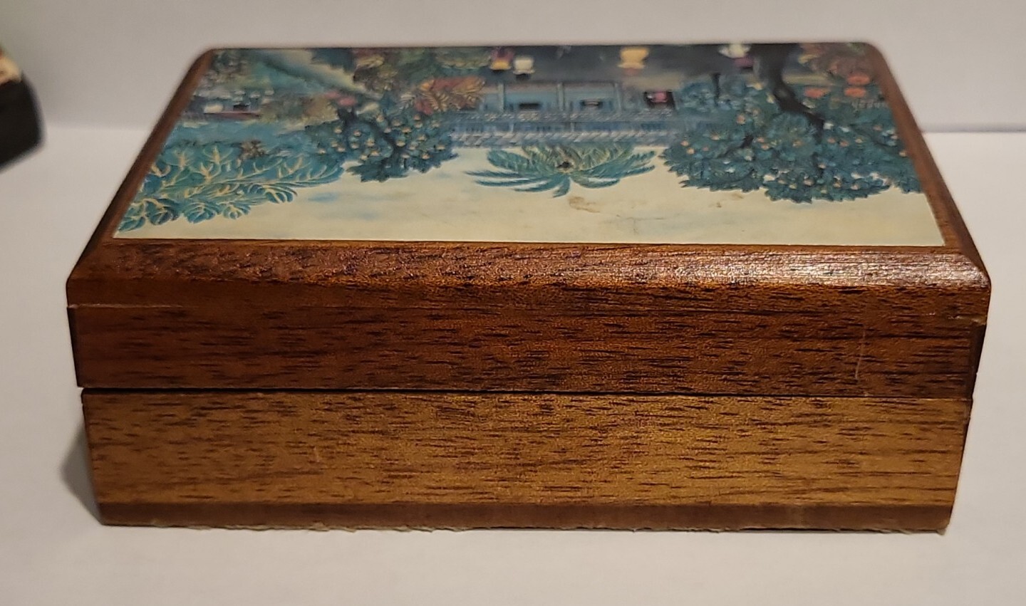 Vintage Annabella Box Jamaican Folk Artist Rudi Patterson Palm Trees