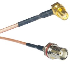 RG316 SMA FEMALE ANGLE to BNC FEMALE SM BULKHEAD RF Cable Rapid-SHIP LOT
