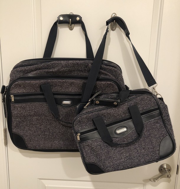 Jaguar 2 Piece Tweed Travel Luggage Set Travel Bag Luggage Vintage