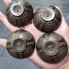 4Pcs Collectible Brass Relief Cups Bowls Home Decor Bowls and Ornaments