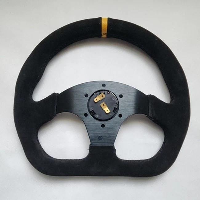 Volante deportivo callejero OMP cuero gamuza negro forma D 320 mm 12,5 pulgadas BSLYB Foto 3 de 4