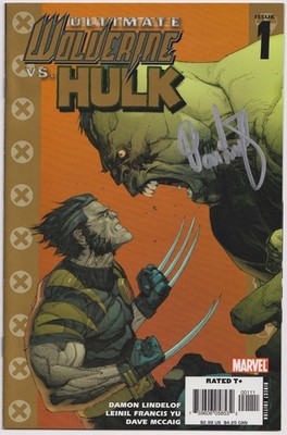 ULTIMATE WOLVERINE HULK #1 SIGNED DAMON LINDELOF WIZARD COA 2006 MARVEL