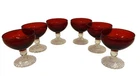 Vintage Set 6 Anchor Hocking Berwick Boopie Champagne Sherbet Glasses Ruby Red