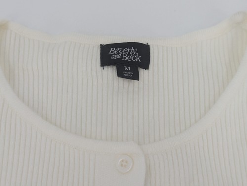 PACSUN Women’s Beverly & Beck Long Sleeve Sweater Crop Top Sz M Ivory White - Picture 3 of 10
