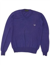 Maglione maglione uomo Fred Perry scollo a V 2XL viola cotone BN14