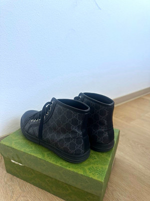Gucci Herren High Top Sneaker Sportschuh Schwarz GG Logo Schnürung EU 44
