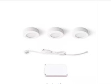 Plug-In 3-Light White Dimmable Integrated LED Under Cabinet Puck Light withJ-box