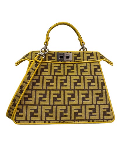 Fendi & Frgmt  FF Peekaboo ISeeU Small Fabric Bag Yellow Adjustable 2 Way Bag