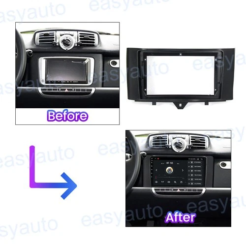 9'' Car Radio Stereo Dash Frame Panel Fascia Bezel for BENZ Smart Fortwo 2011~15