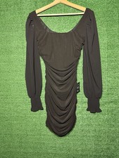 Lulus Woman’s Black Dress Size Small NWT Long Sleeve Open Neck