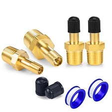 4 PCS Brass Air Inflator Adapter, 1/4" NPT (M) to Standard Schrader Valve (M)