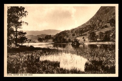 Rydal Water And Nab Scar England UK Black & White UNP Postcard Divided