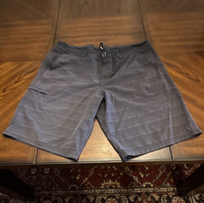 O Neill Men's Navy Striped Chino Shorts Polyester Flat Front Button Pockets
