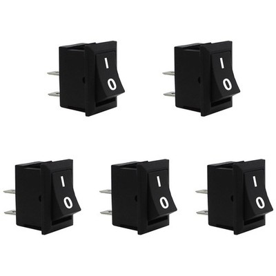 5Pcs On/Off Boat Toggle Rocker Switch 2 Pin 2 Position SPST Switch Snap Black...