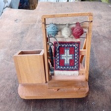 Vintage Miniature Weaving Loom Salesman's Turkish Rug Sample Display..