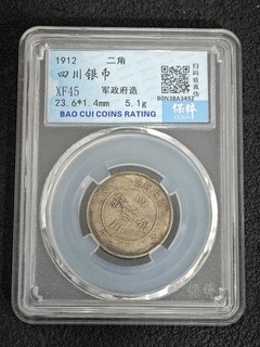 1912 20 Cents Sichuan Military Government Issue X F 45 Silver Plated Coin UNC