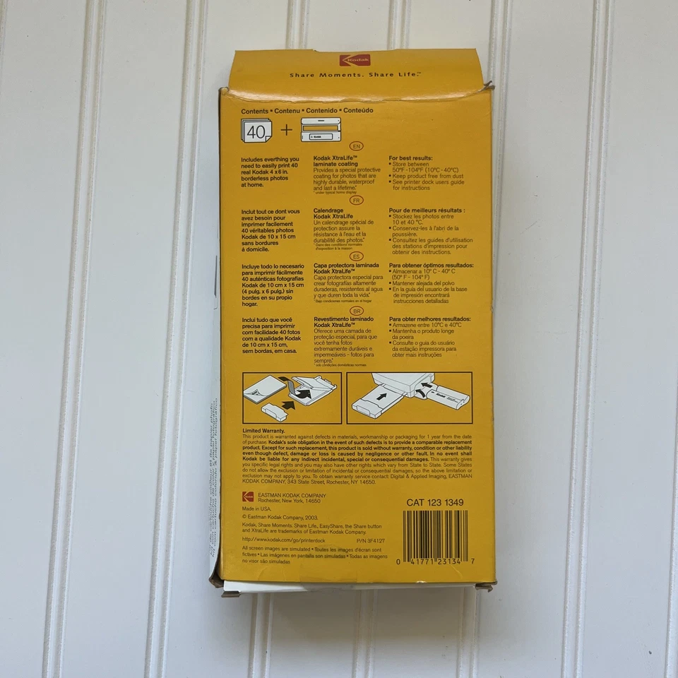 Kodak EasyShare PH-40 Color Cartridge & Photo Paper Kit 4x6 *OPEN BOX* - Image 2 of 2