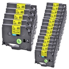 20PK Extra Adhesive Black on Yellow Label Tape For Brother TZ TZe S621 9MM