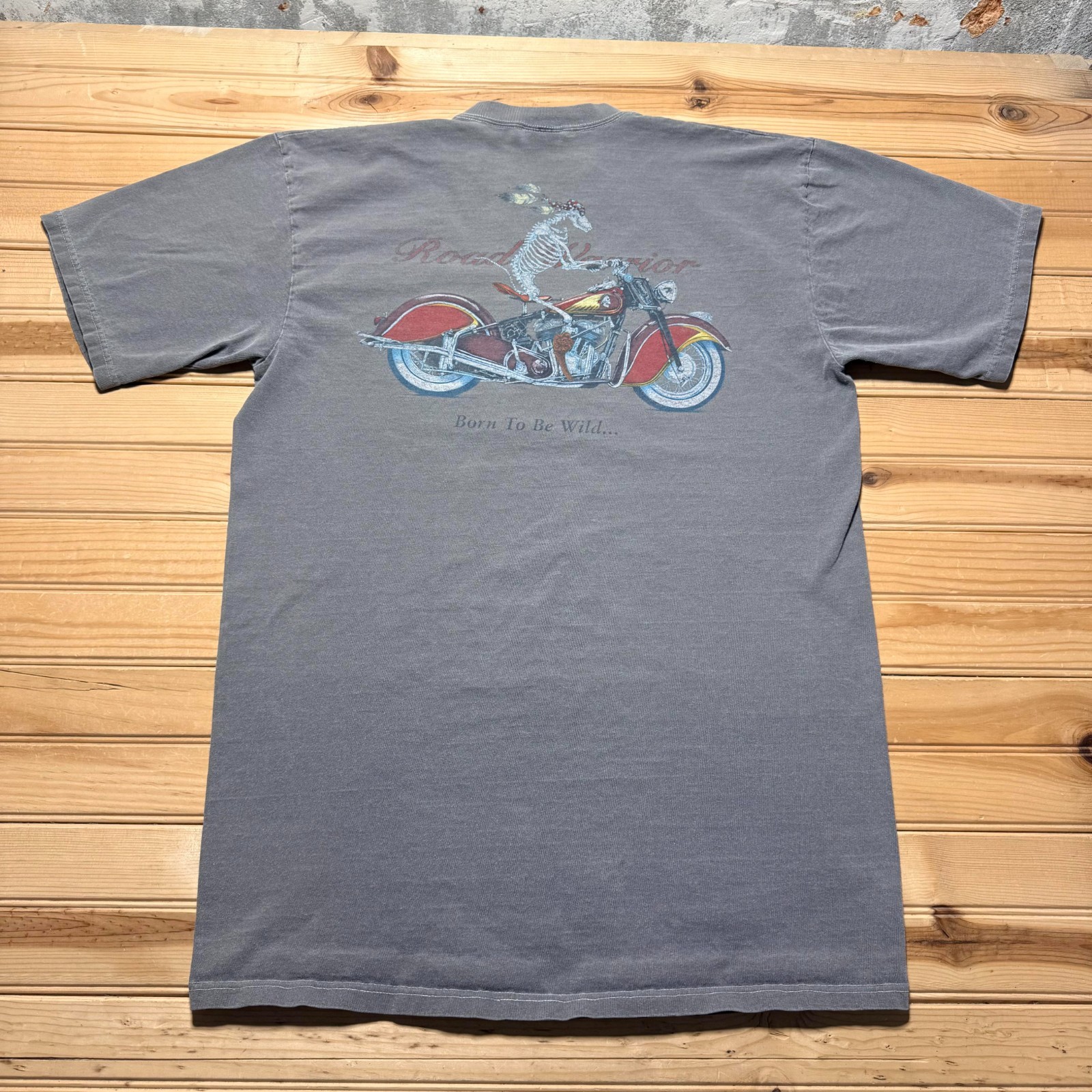 Vintage 90s Sea Dog Road Warrior Skeleton Motorcycle Biker Graphic T-Shirt Large