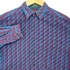 VTG 90s Levis BIG E Sutter Creek Button Down Shirt Multi Color Geometric Cotton