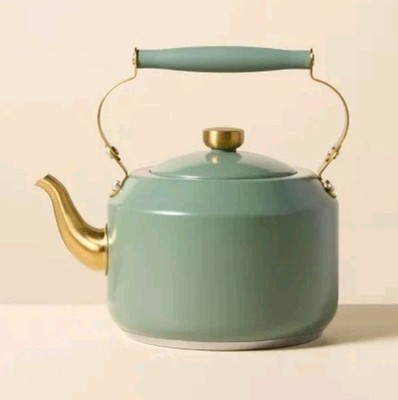 Hearth & Hand with Magnolia 2qt Coated Stainless Steel Teapot Tea Kettle, Olive 