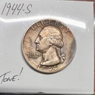 1944 S Washington Quarter AU Toned 90% Silver