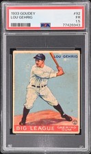 1933 Goudey #92 Lou Gehrig PSA 1.5 CENTERED New Label