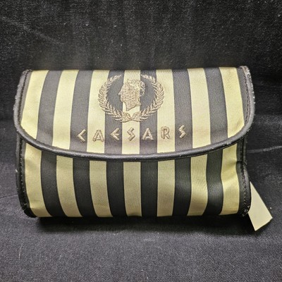 Caesars Palace Black Gold Striped Women's Wallet With Mirror Vintage Leather