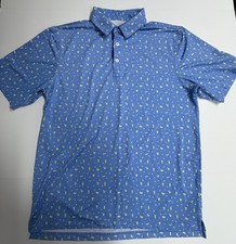 Straight Down Shirt Mens Large Blue Performance Golf Drinks White Beeches GCC