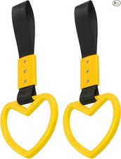 Heart-Shaped Car Handle Straps 2PCS with Rear Bumper Warning K Color: Yellow