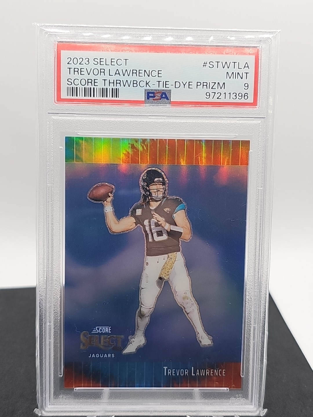 2023 Select Trevor Lawrence Score Throwback Tie-Dye Prizm 1/25 PSA 9