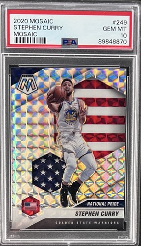 2020-21 Panini Mosaic National Pride Stephen Curry #249 Mosaic Gem Mint PSA 10