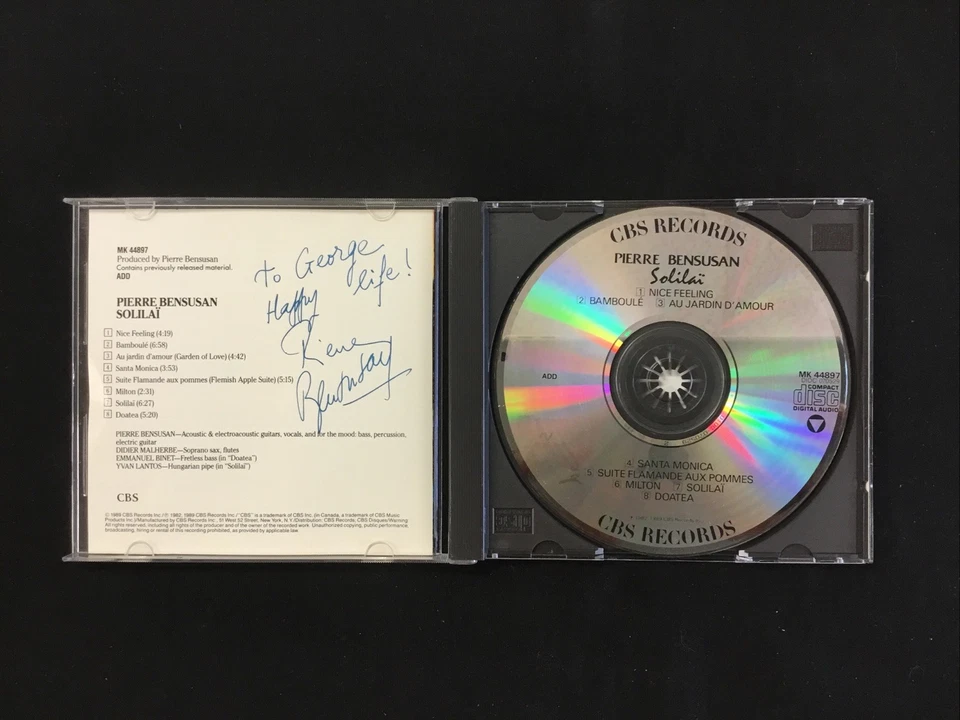 Pierre Bensusan - Solilai - CD - 1989  (Acoustic Music) **SIGNED TO GEORGE** - Image 3 of 3
