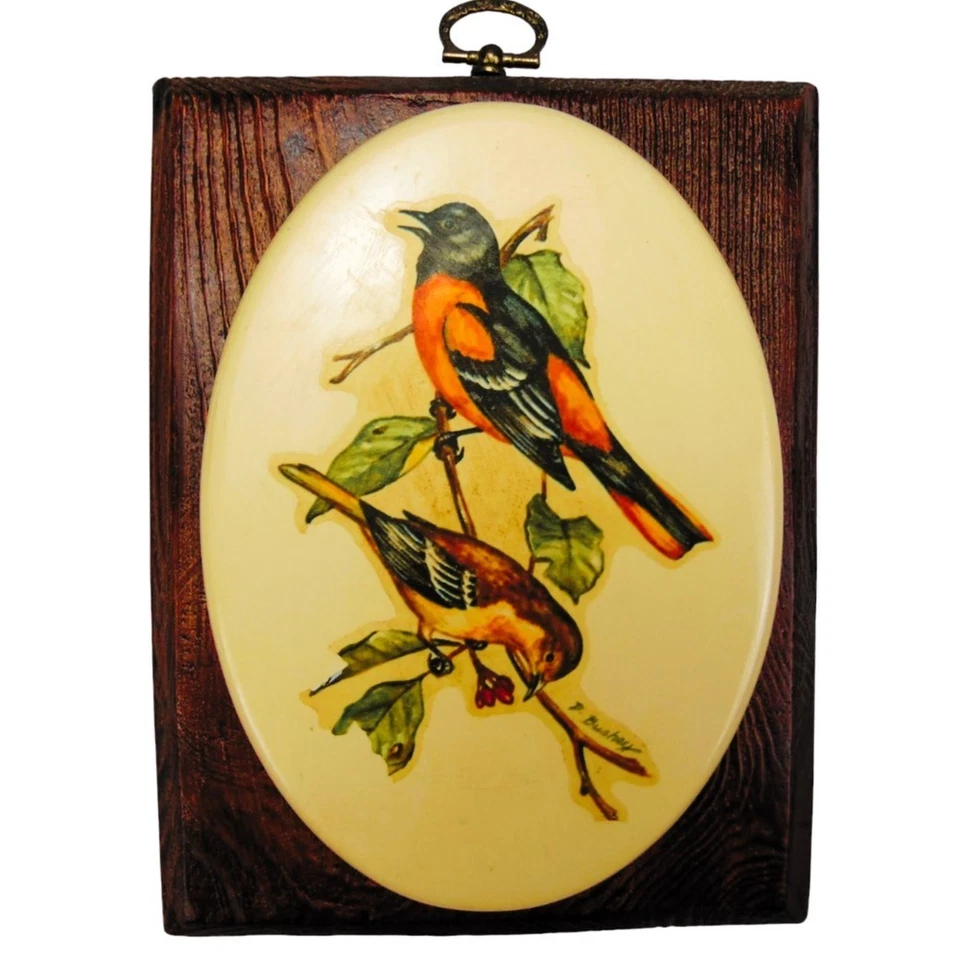 Juego de placas de pared vintage años 60 Japón/3 - pájaros, setas y mariposas Foto 3 de 4