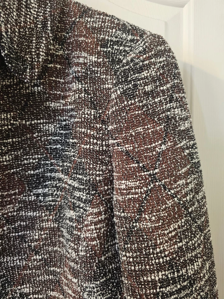 Worth New York Tweed Blazer Falda Conjunto Traje Negro Marrón Talla 10 Foto 2 de 4