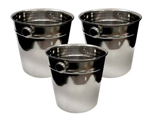 Home Brew Ohio Stainless Steel Barware Ice Bucket 16cm Set of 3 - Picture 1 of 9