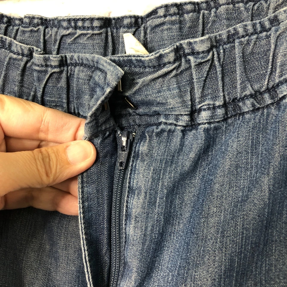 Pantalones Eileen Fisher Mujer Extra Grandes Denim Tencel Mezcla Algodón Tiro Alto Cremallera Foto 4 de 4