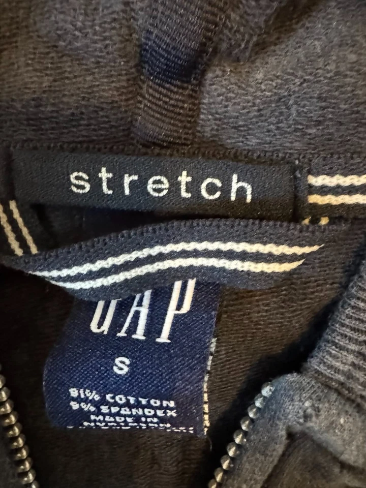 Vintage GAP Stretch Navy & Cream Zip-Up Hoodie Women’s Small Y2K 2000s Fitted - Image 2 of 2