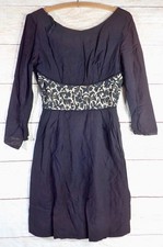 Vintage 1950s Black Cocktail Dress LBD XXS Rockabilly Pinup Botanical Mesh Lace