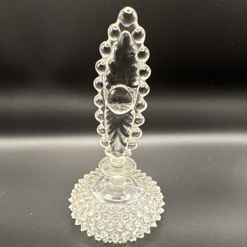 Clear Glass Bottle Stopper w/ Hobnail Base, Decorative Handle, Ground Glass Plug