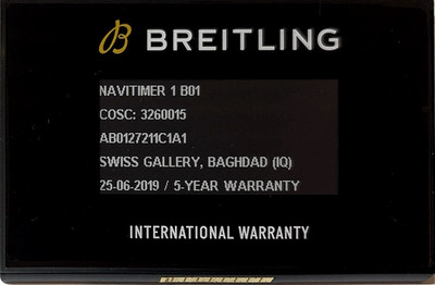 Breitling Navitimer 1 B01 AB0127211C1A1 Authentic Watch Certificate Warranty