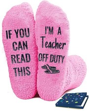 PartyGalore Teacher Socks for Women, Appreciation Gifts, End 10, Pink
