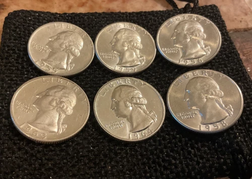 6 Silver BU & Proof Washington Quarters 90%
