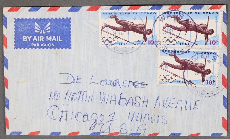 MayfairStamps Congo 1964 Summer Olympics Pole Vault to Chicago IL Air Mail Cover